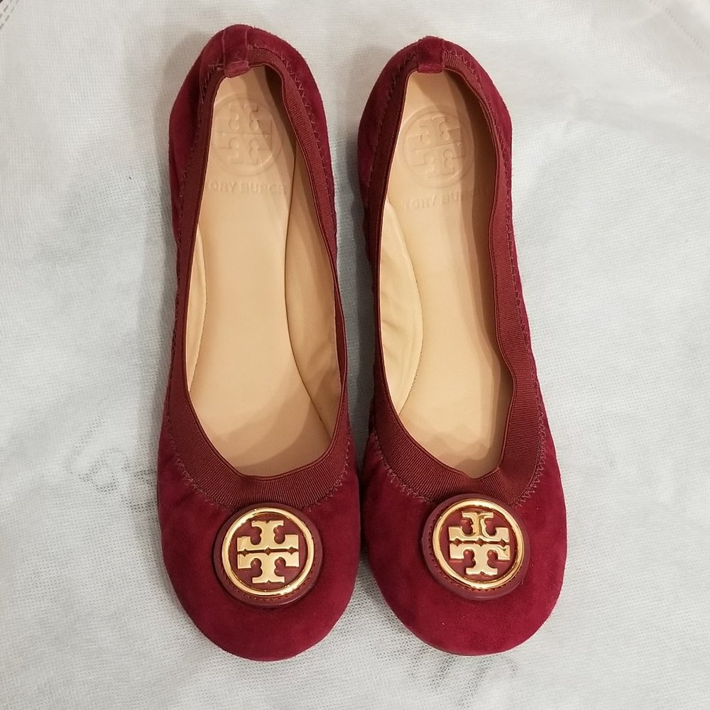 Pre-loved Tory Burch Suede Caroline 2 ballet flat